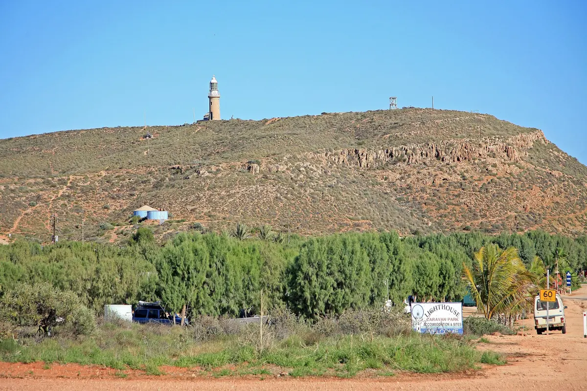 Der Vlamingh Head Lighthouse auf seinem Hügel über dem North West Cape